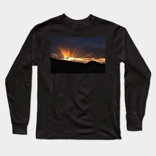 Sunset Sun Beams Golden Clouds Long Sleeve T-Shirt